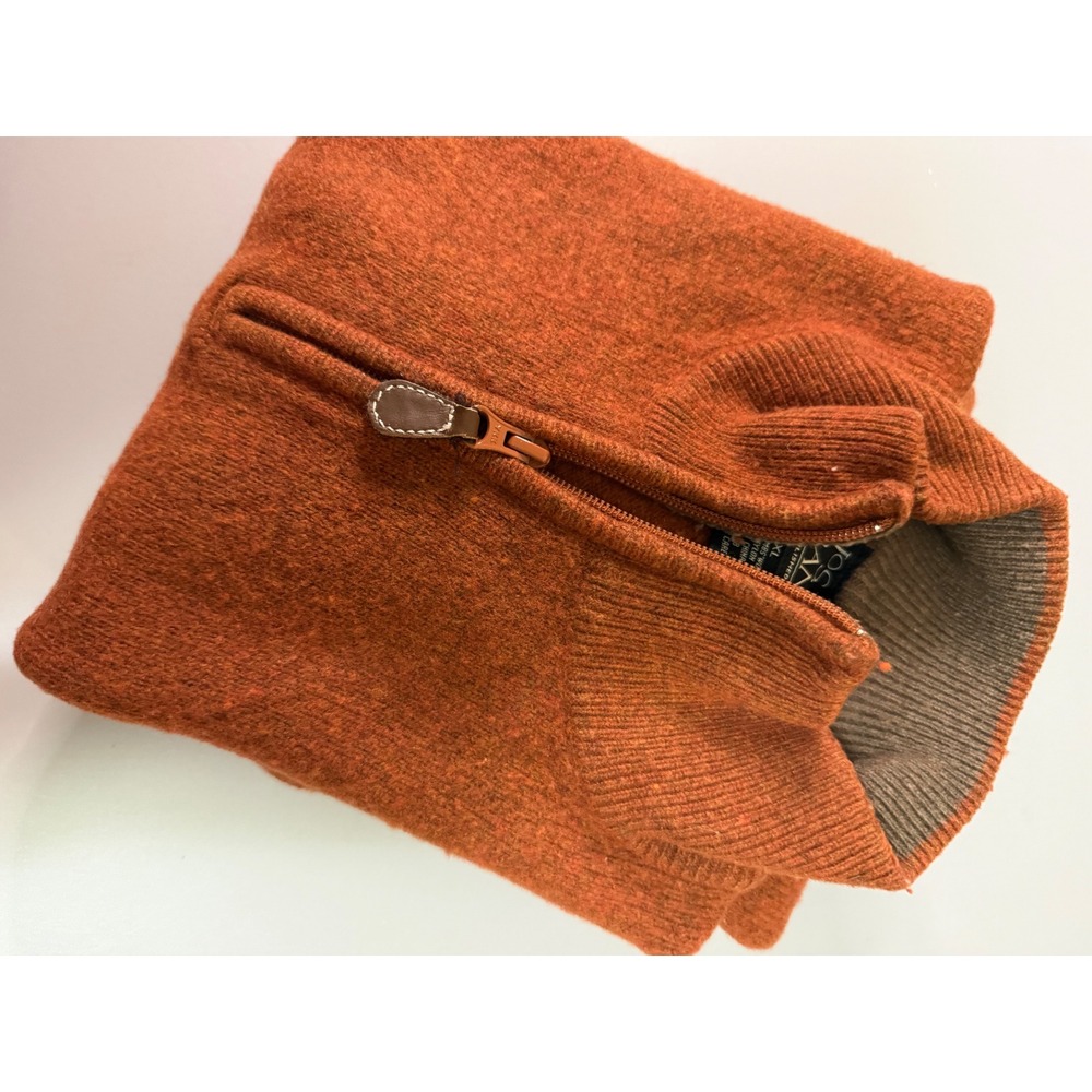 Jos. A. Bank Mens XL Burnt Orange Lambswool Blend Quarter Zip Sweater Rust